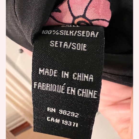 RARE Tibi Silk Kaftan Blouse Black w/ pink green blue Size XS ( fits like S M ) - Picture 5 of 5